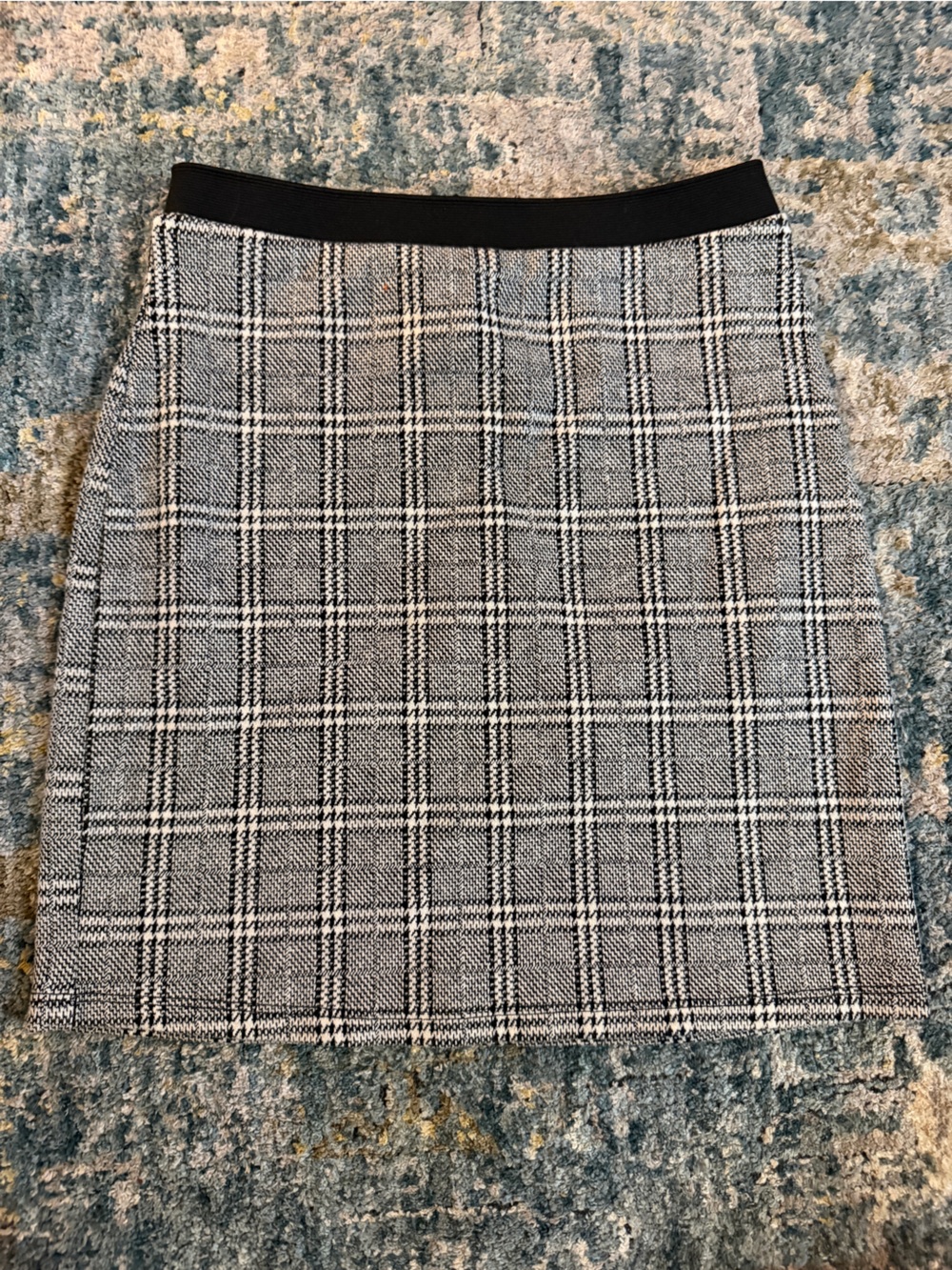 Plaid Wool-Blend Mini Skirt in Black and White